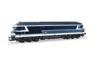 SNCF, locomotive diesel CC à 6 essieux 72084, livrée bleue avec logo « Carmillon », ép. V