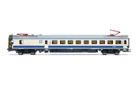 RENFE, automotor eléctrico serie 444, unidad 444-011, decoración azul/blanca, ép. V