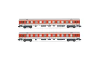 DB Nachtzug, 2-teiliges Set Reisezugwagen Bomz236 in weiß/roter Lackierung, Ep. VI