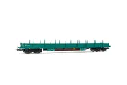FS, 4-axle flat wagon Res, green livery, with handbrake, period V-VI