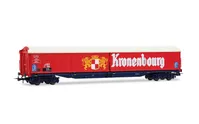 SNCF, wagon à parois coulissantes à 4 essieux type Habis, « Kronenbourg », chassis bleu