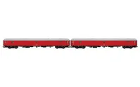 RENFE, set de 2 furgones, decoración roja, ép. V