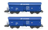 PKP, 2-unit set of 4-axle self-discharging wagons Fals, blue "PKP Cargo" livery, period V. Suitable AC wheelsets for this item: 11,00 x 23,30 mm