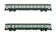 SNCF, 2-unit pack DEV AO coaches (2 x B10), green/grey with logo nuille, ep. IV