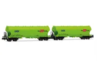 GATX, 2-unit set of 4-axle silowagons "Rail Cargo Group", with rounded walls, in neon green livery, ep. VI