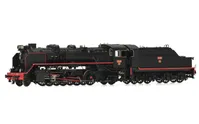 RENFE, locomotora de vapor 141F2396 "Mikado", decoración negra, ép. III