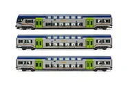 FS Trenitalia, 3-unit set of Vivalto coaches, DPR livery, including 1 x driver's cab and 2 x intermediate coaches, period VI