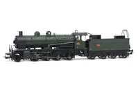 SNCF, 140 C 133 + tender 18 B 12 (région Est), green/black, red stripes, ep. III