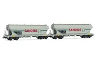 SNCF, 2-unit set of 4-axle flat-sided silo wagons "SANDERS", in grey livery, ep. V
