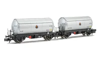 R.N., 2-unit set of 2-axle tank wagon PR, silver/black "Butano S.A." livery, period III