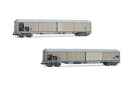 SBB, 2-unit set of 4-axle sliding-wall wagon type Habils, livery with patches, ep. V
