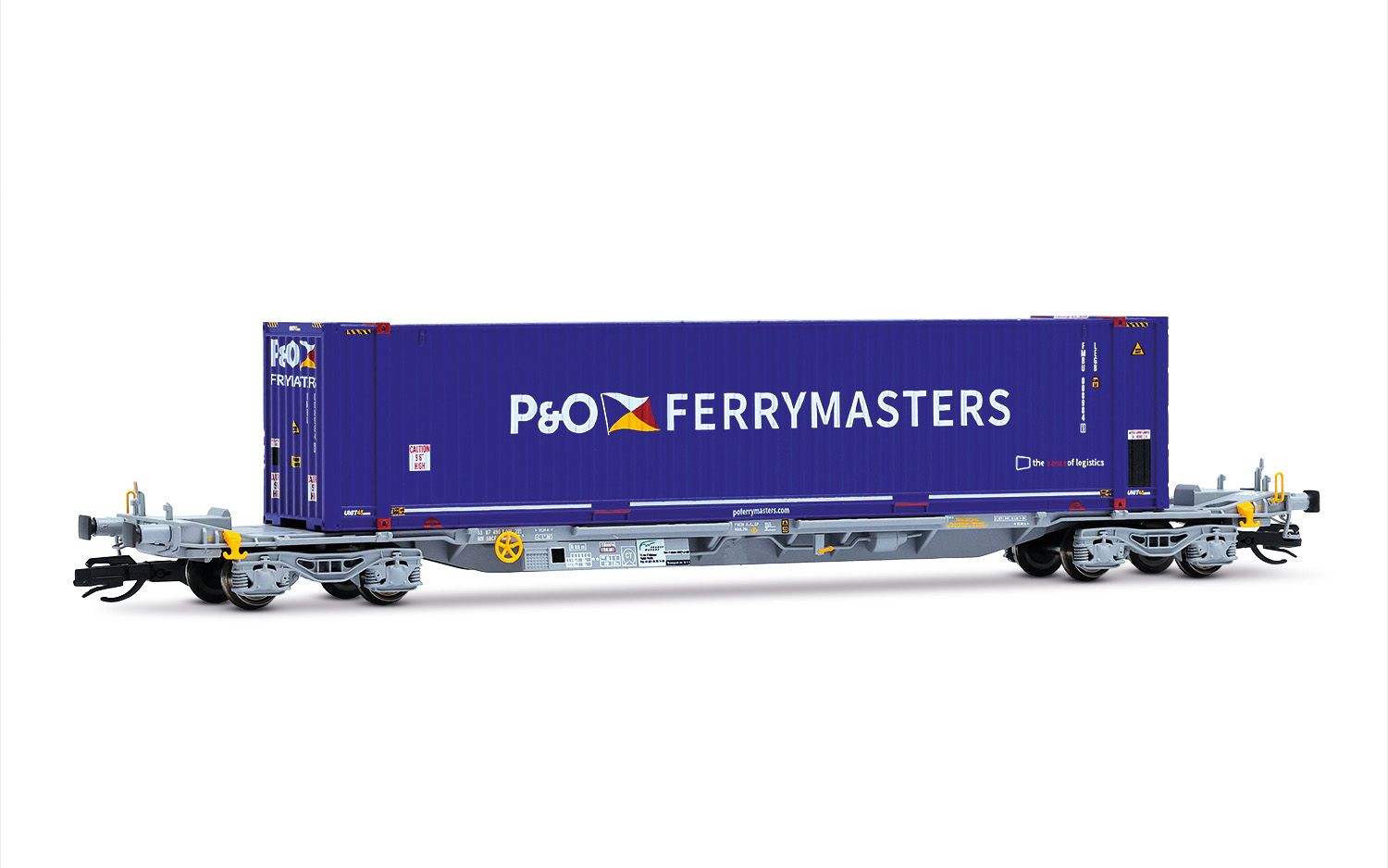 2-unit set of 4-axle container wagons, 2 x 45' container "P &amp; O Ferrymasters" in blue and yellow livery, ep. VI