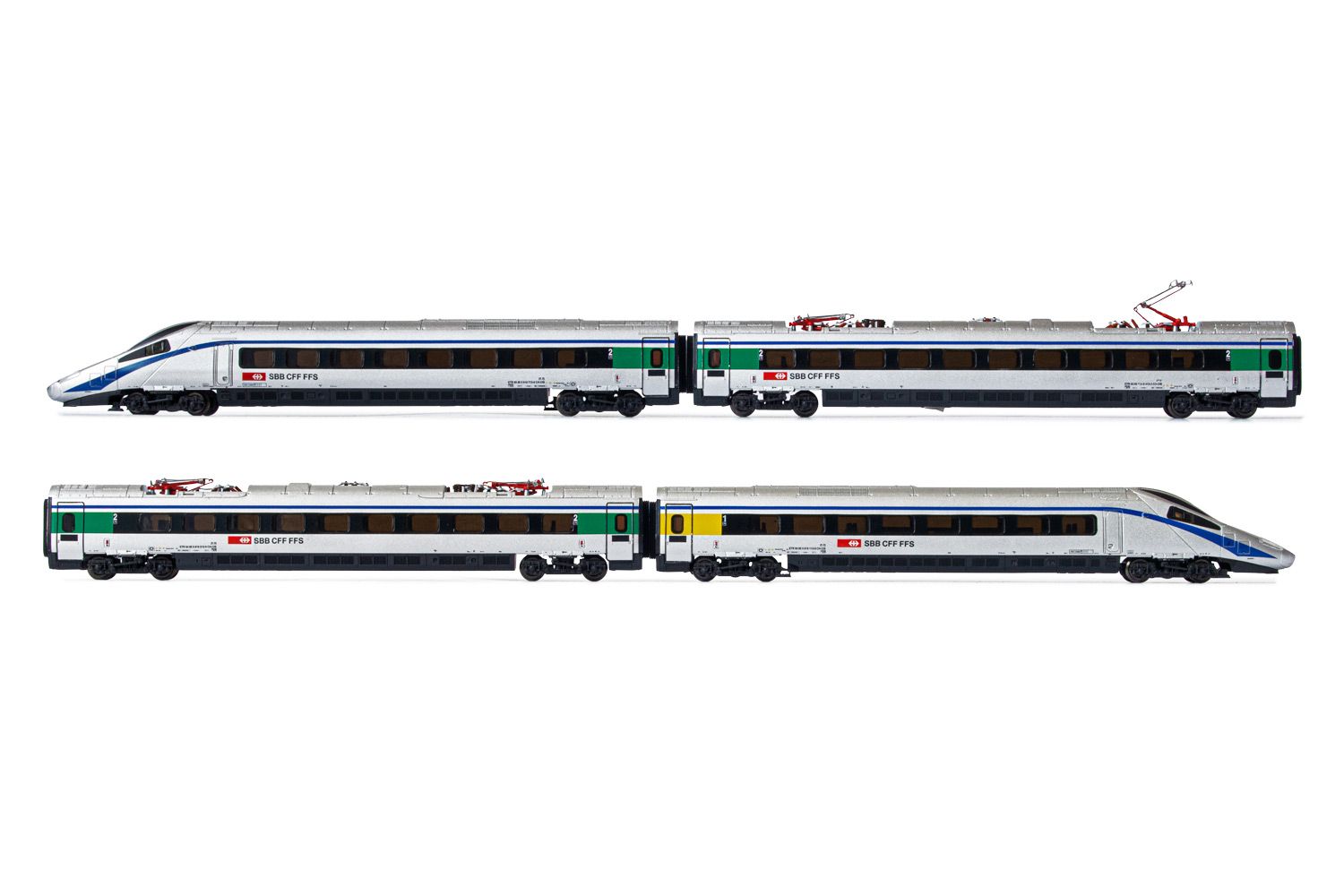 HN2470 Arnold (N 1:160) SBB, 4 unit base set EMU class ETR 610 in  'Cisalpino' livery, period VI