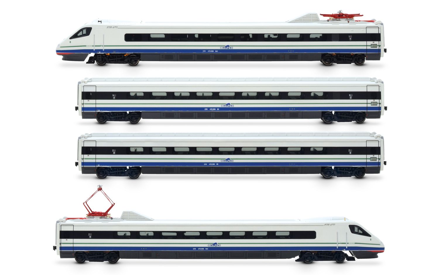 Cisalpino, 4-tlg. Grundset Hochgeschwindigkeitszug mit Neigetechnik der Reihe ETR 470, Ep. V