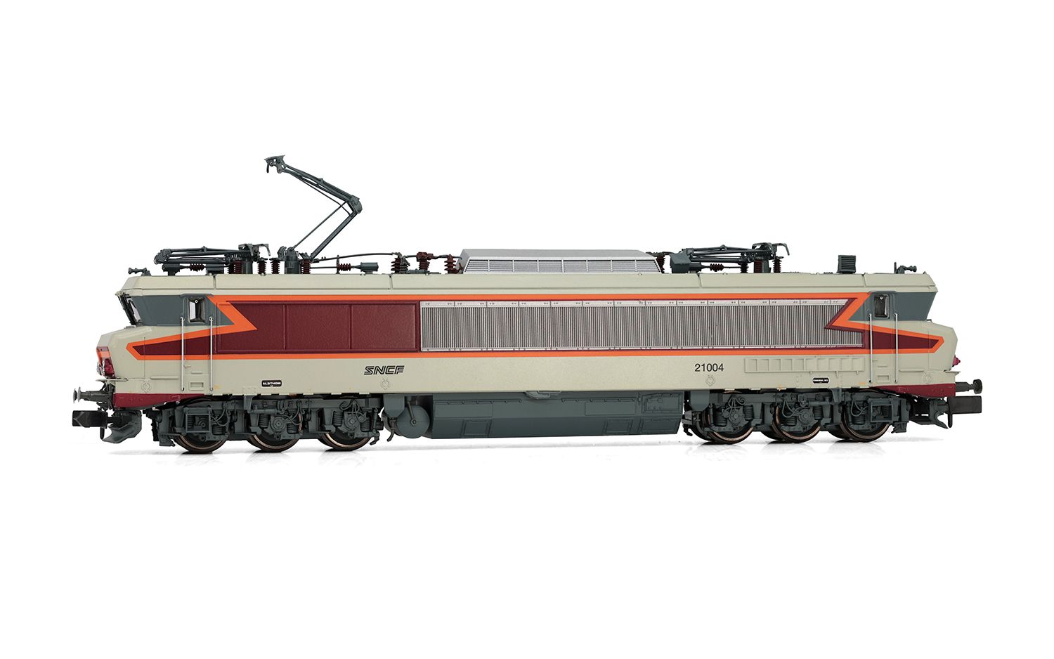SNCF, locomotive électrique CC 21004, livrée « Betón » avec logo « Nouille  », ép. IV-V