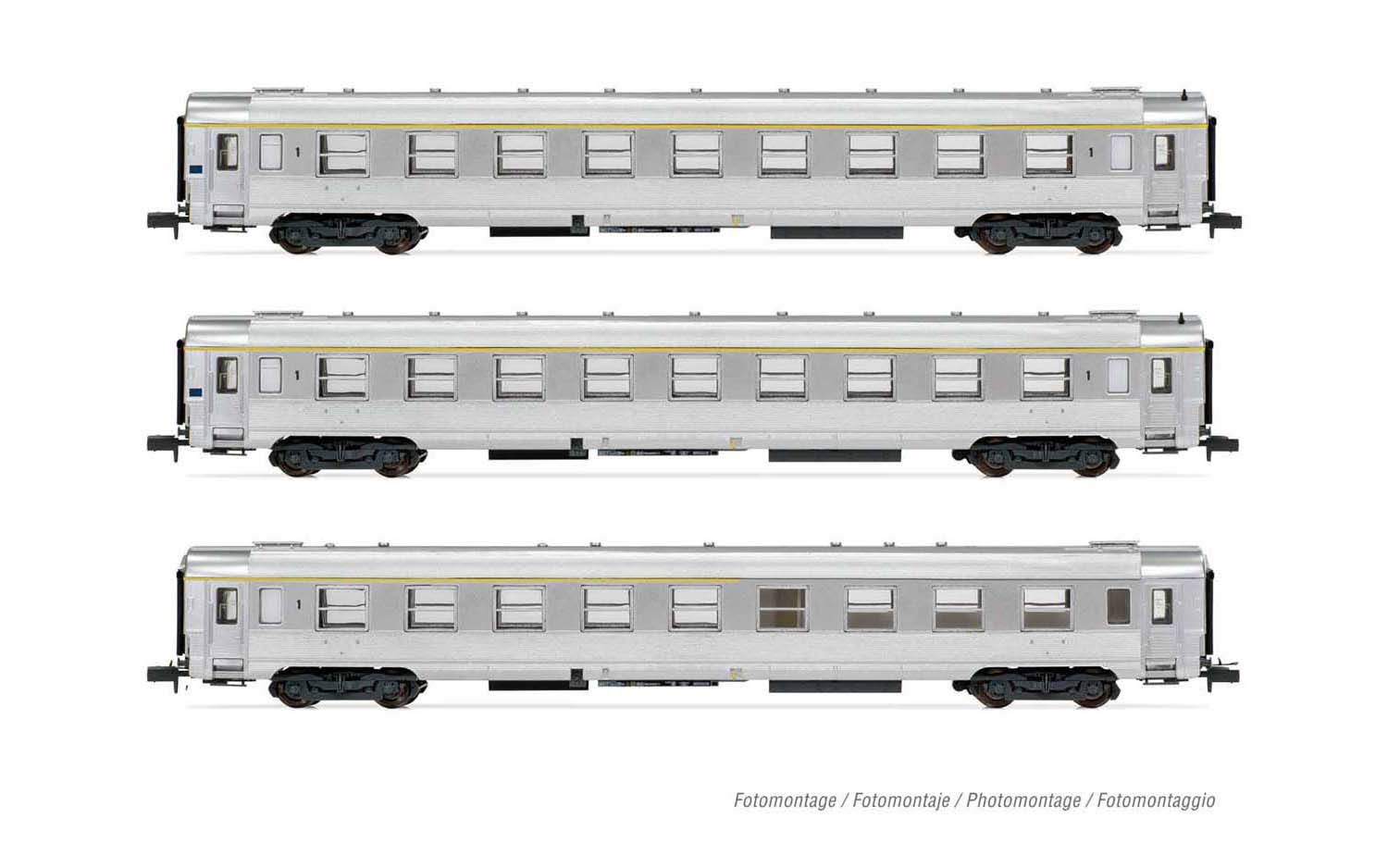 HN4321 Arnold (N 1:160), SNCF, 3-unit DEV Inox coaches set â
