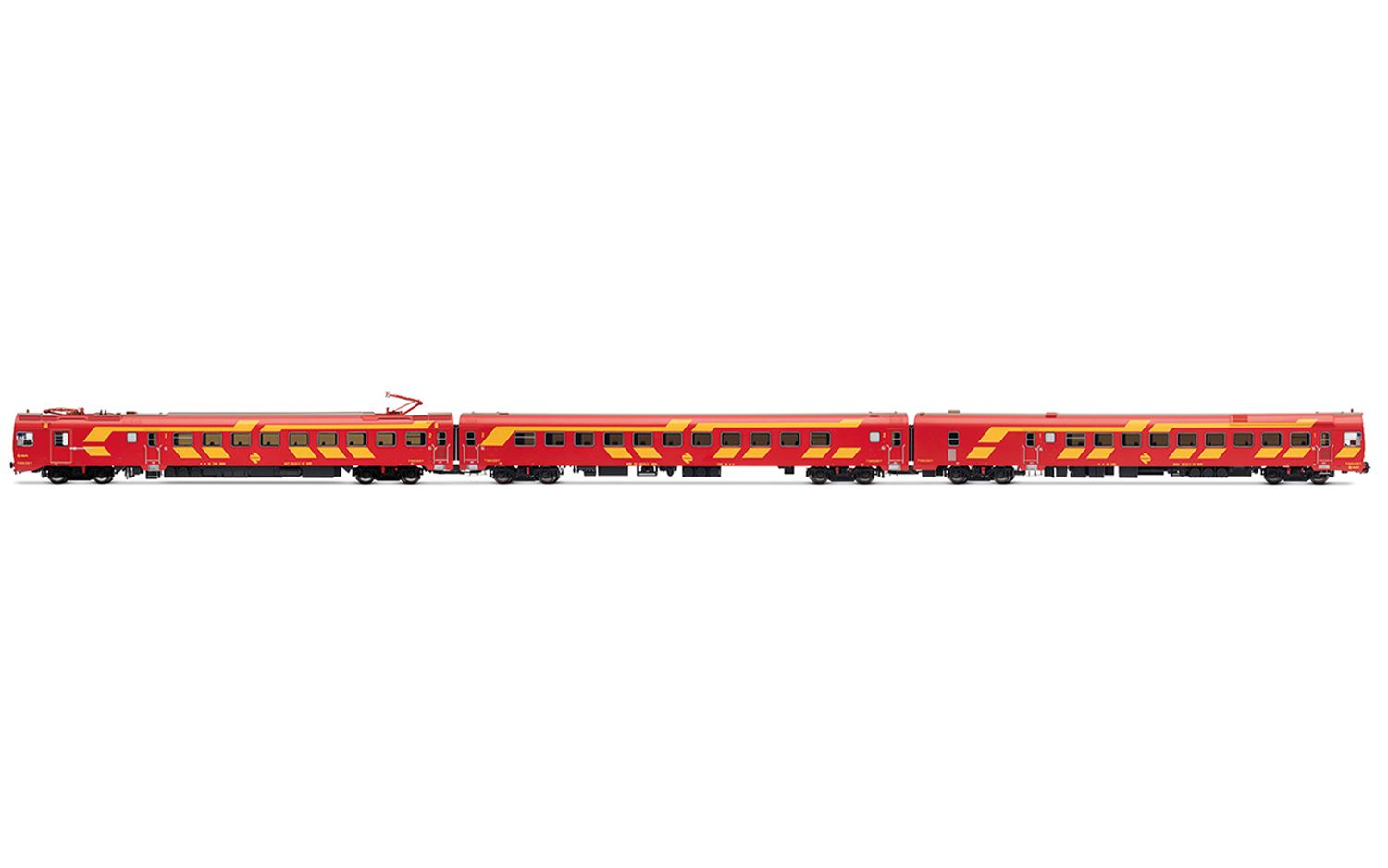 RENFE, 3-unit EMU class 444, unit 444-004 in original red/yellow livery, ep. IV