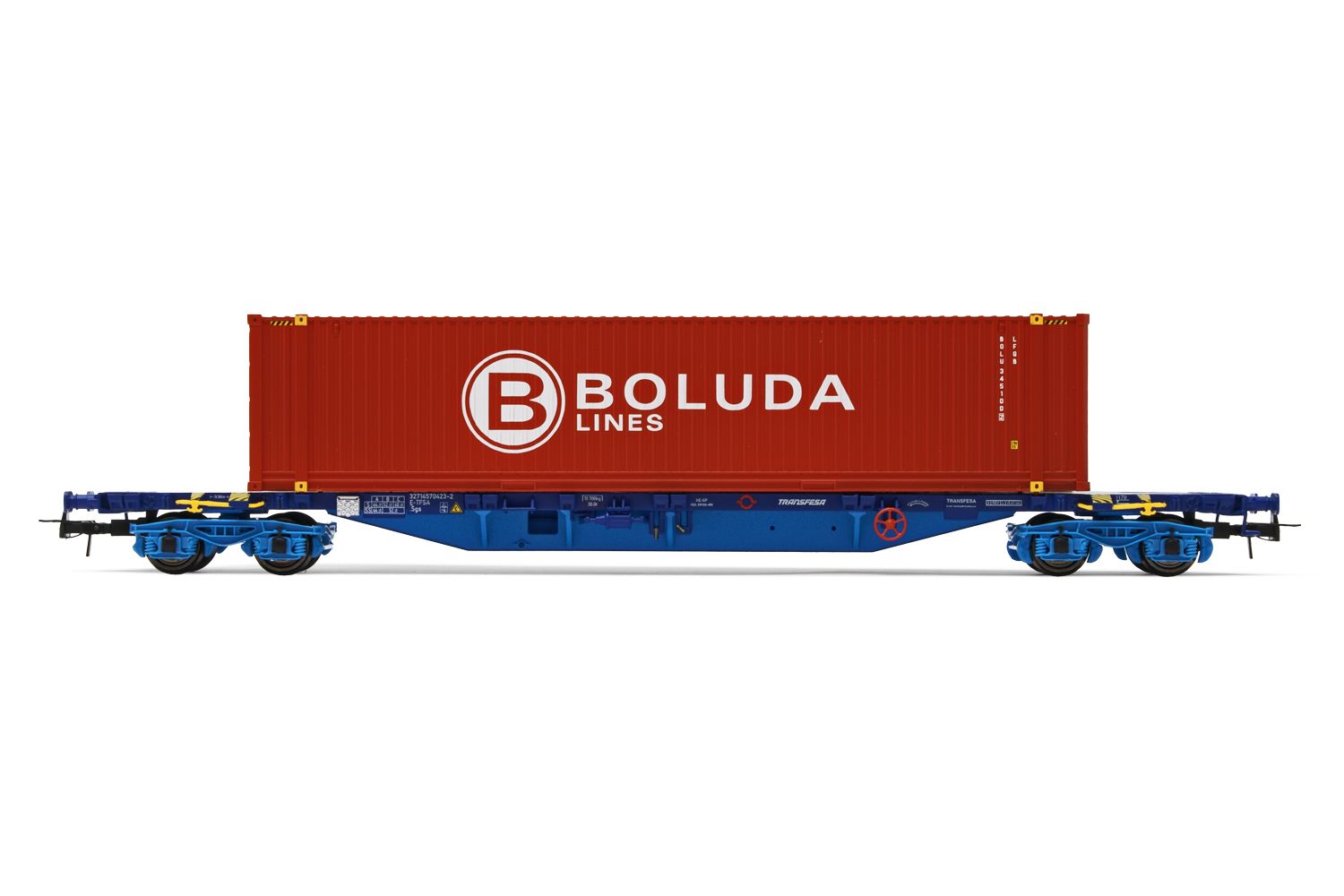 Wagon Porte-Conteneur MMC3 Boluda Transfesa Ep VI - Electrotren HE6045 - HO (Neuf)
