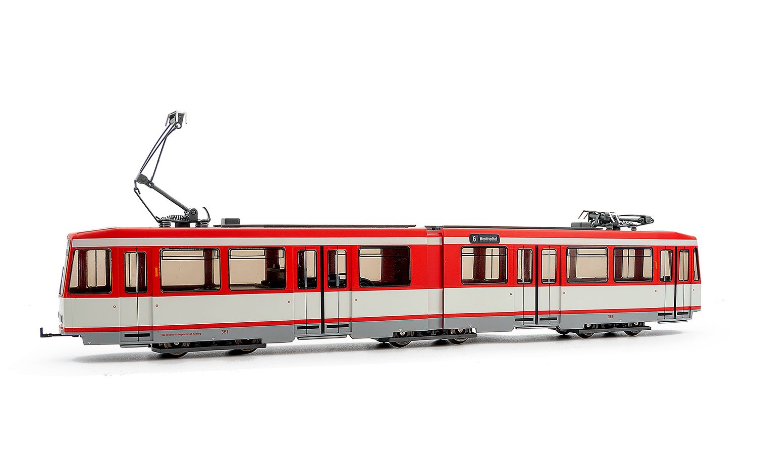 Tram, Duewag M6, (Nürnberg) red/white livery, IV-V, with DCC digital  decoder