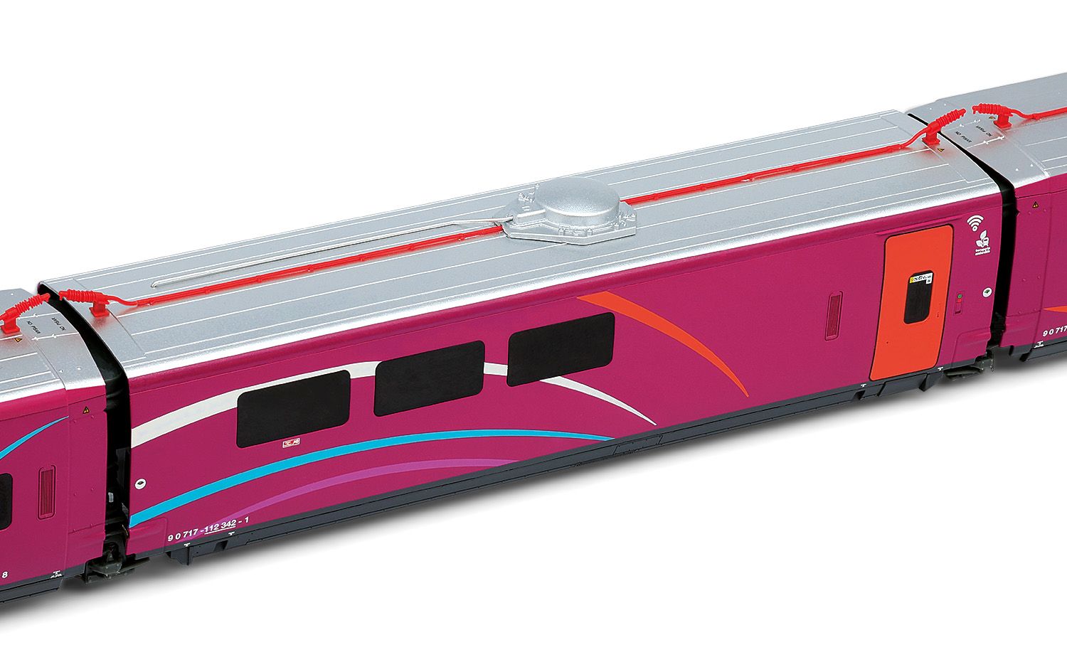 RENFE, set principal de 5 unidades del tren de alta velocidad "AVLO", decoración violeta, ép. VI