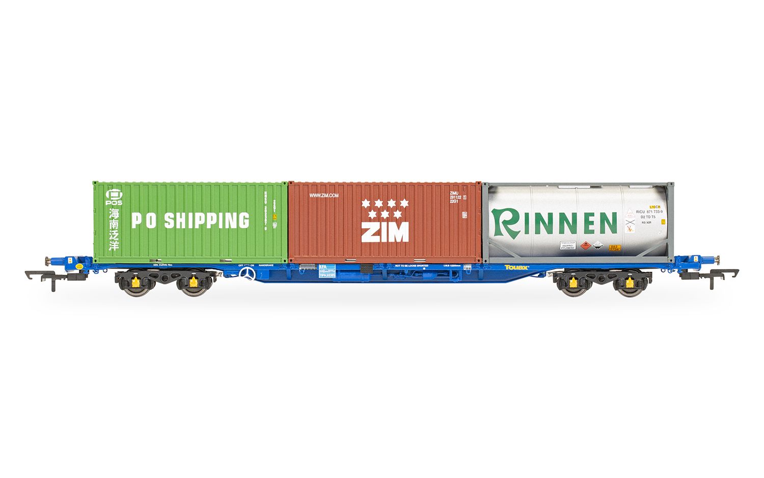 KFA Container Wagon with 2 x 20' Containers & 1 x 20' Tanktainer - Era 11 KFA Container Wagon with 2 x 20' Containers & 1 x 20' Tanktainer - Era 11