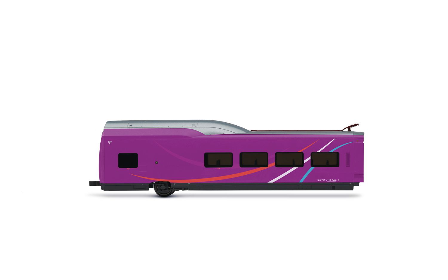 RENFE, set principal de 5 unidades del tren de alta velocidad "AVLO", decoración violeta, ép. VI