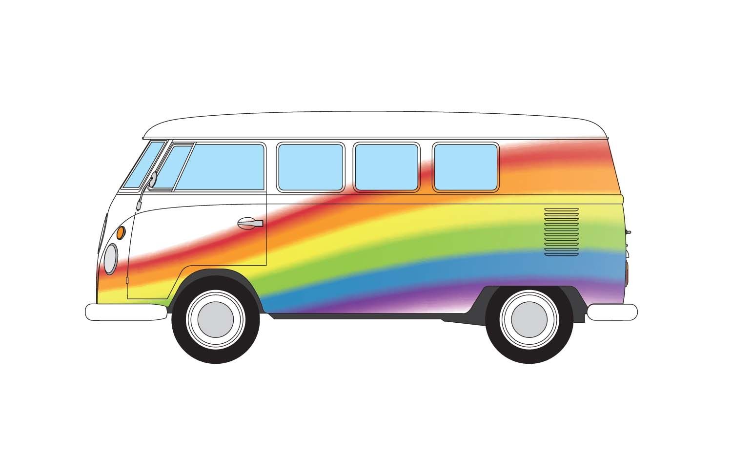 CC02739 VW Campervan Peace Love and Rainbows