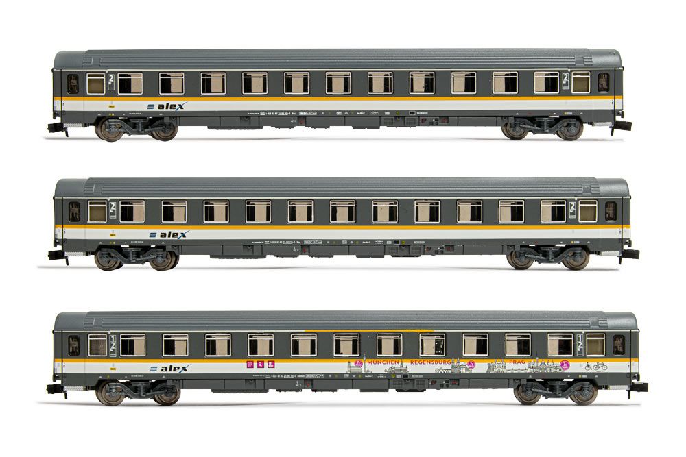 HN4301 Arnold (N 1:160), ALEX, 3-unit pack passenger coaches type UIC-Z,  2nd class, grey/white livery, period VI