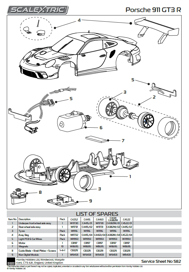 Hornby Porsche 911 GT3R 1:32 Scale Plastic Model Kit