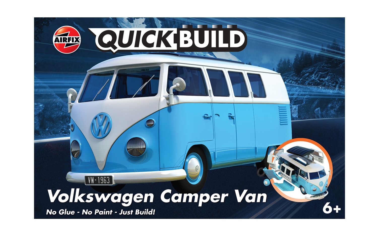 Skill 1 Model Kit Volkswagen Camper Van Red Snap Together Painted Plastic  Model Car Kit by Airfix Quickbuild