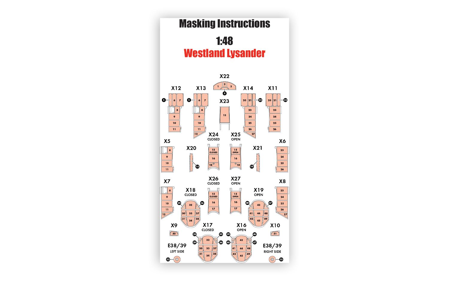 A65008 Masking Set - Westland Lysander (A07116)