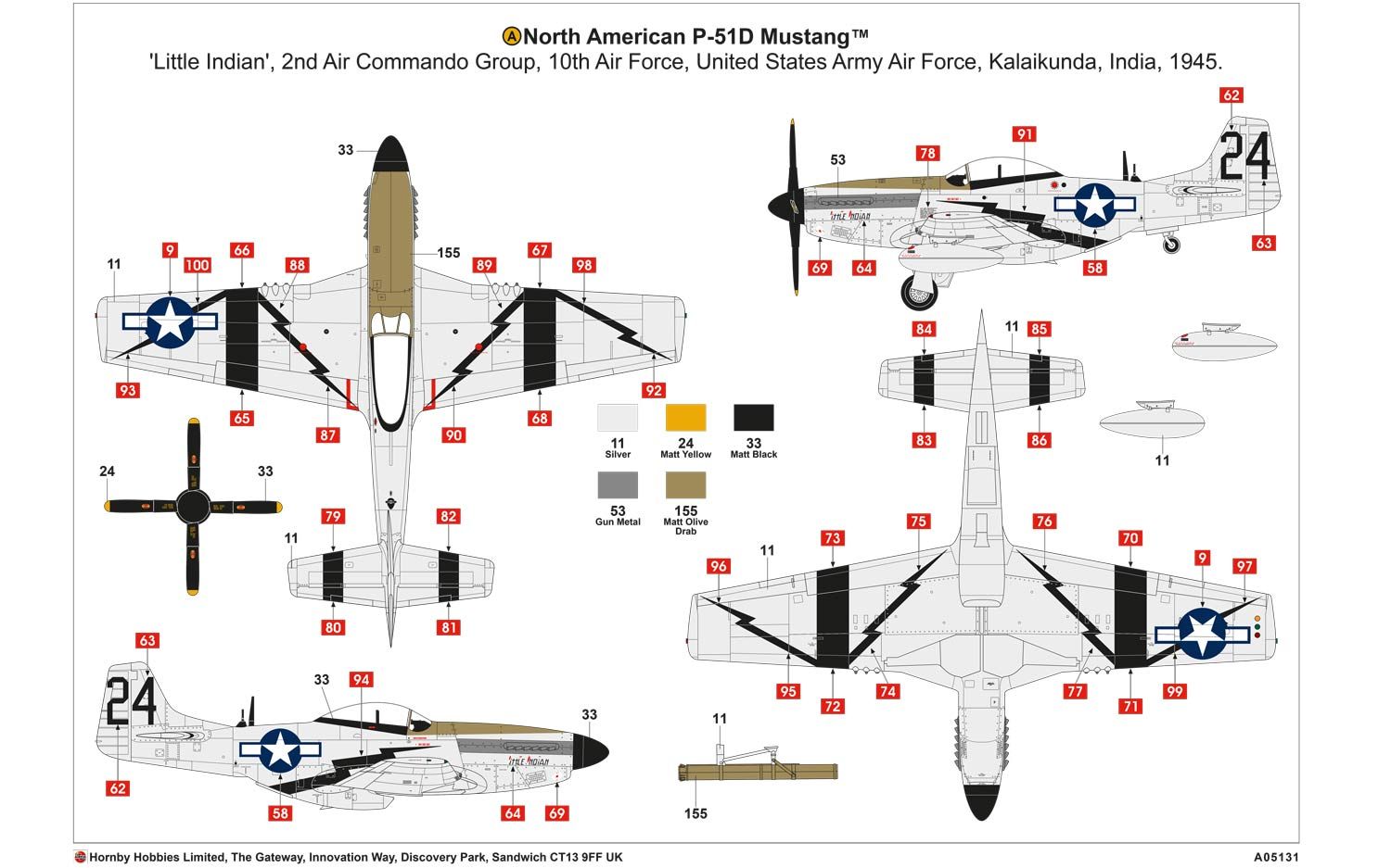 Airfix North American P51-D Mustang 1:48 Kit di montaggio Aereo ad