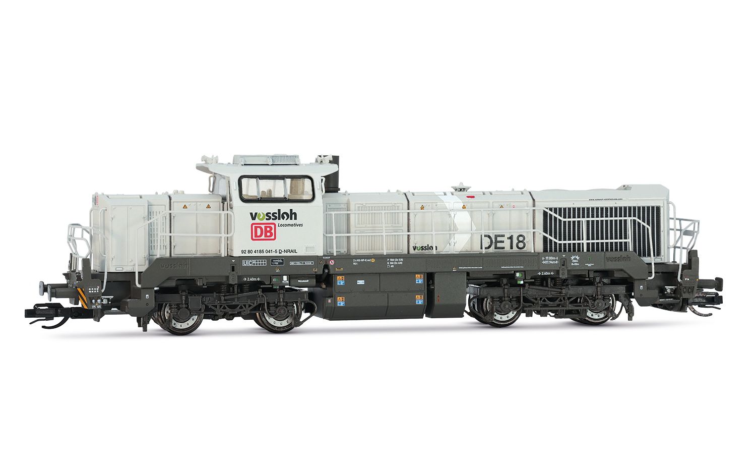 DB/NorthRail, 4-axle diesel locomotive Vossloh DE 18, grey livery, ep. VI