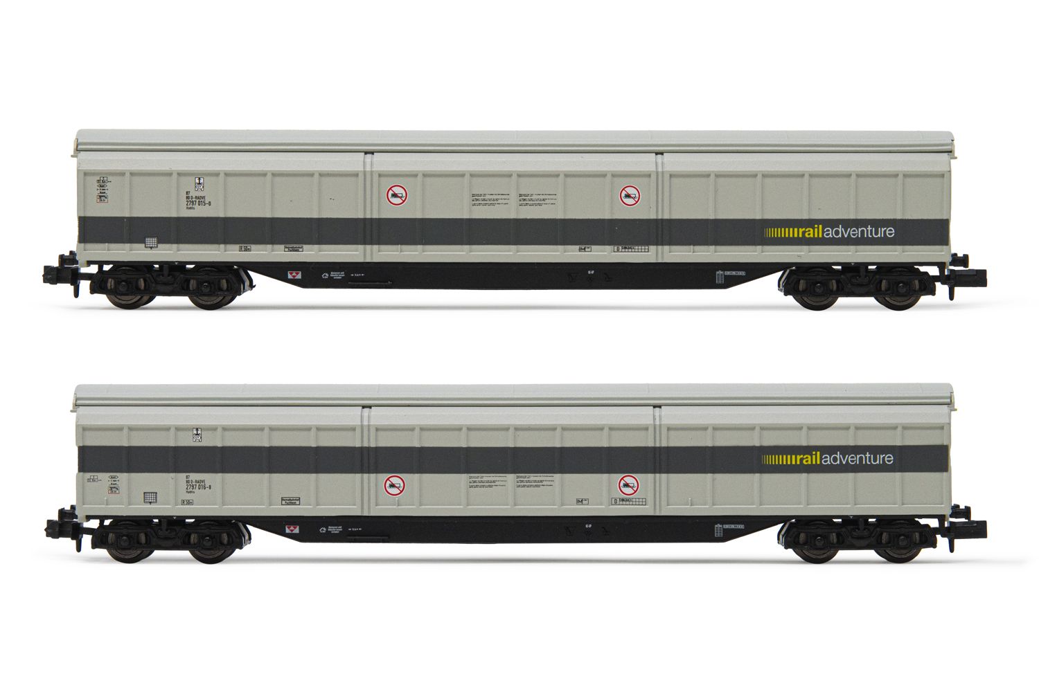 HN6601 RailAdventure, 2-unit pack 4-axle sliding wall wagons, grey