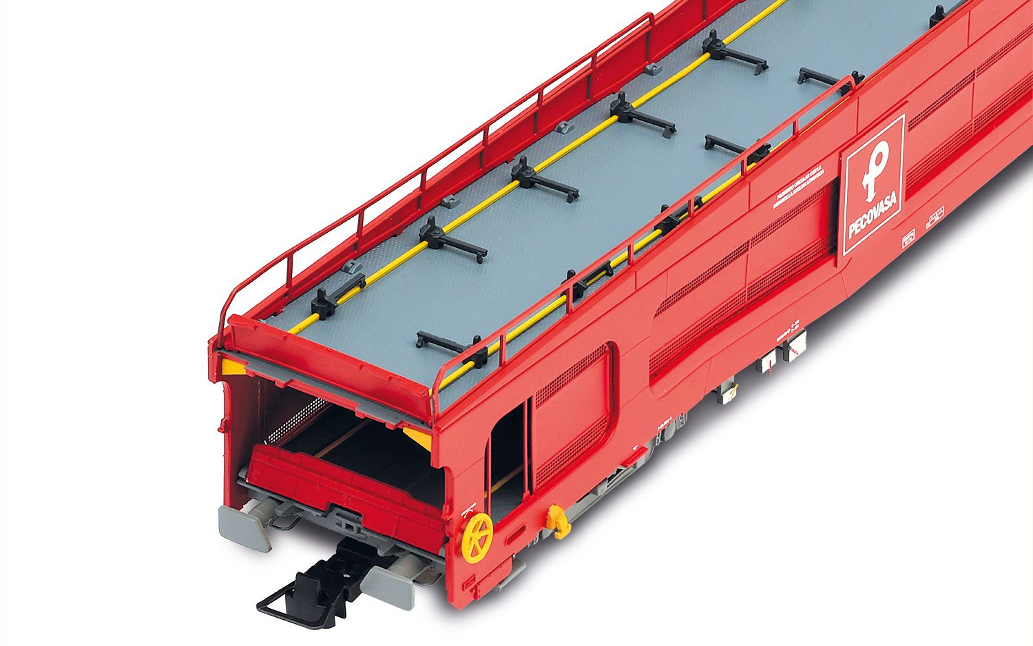 RENFE, 4-axle car transporter type DDMA, "Pecovasa" red livery, ep. V