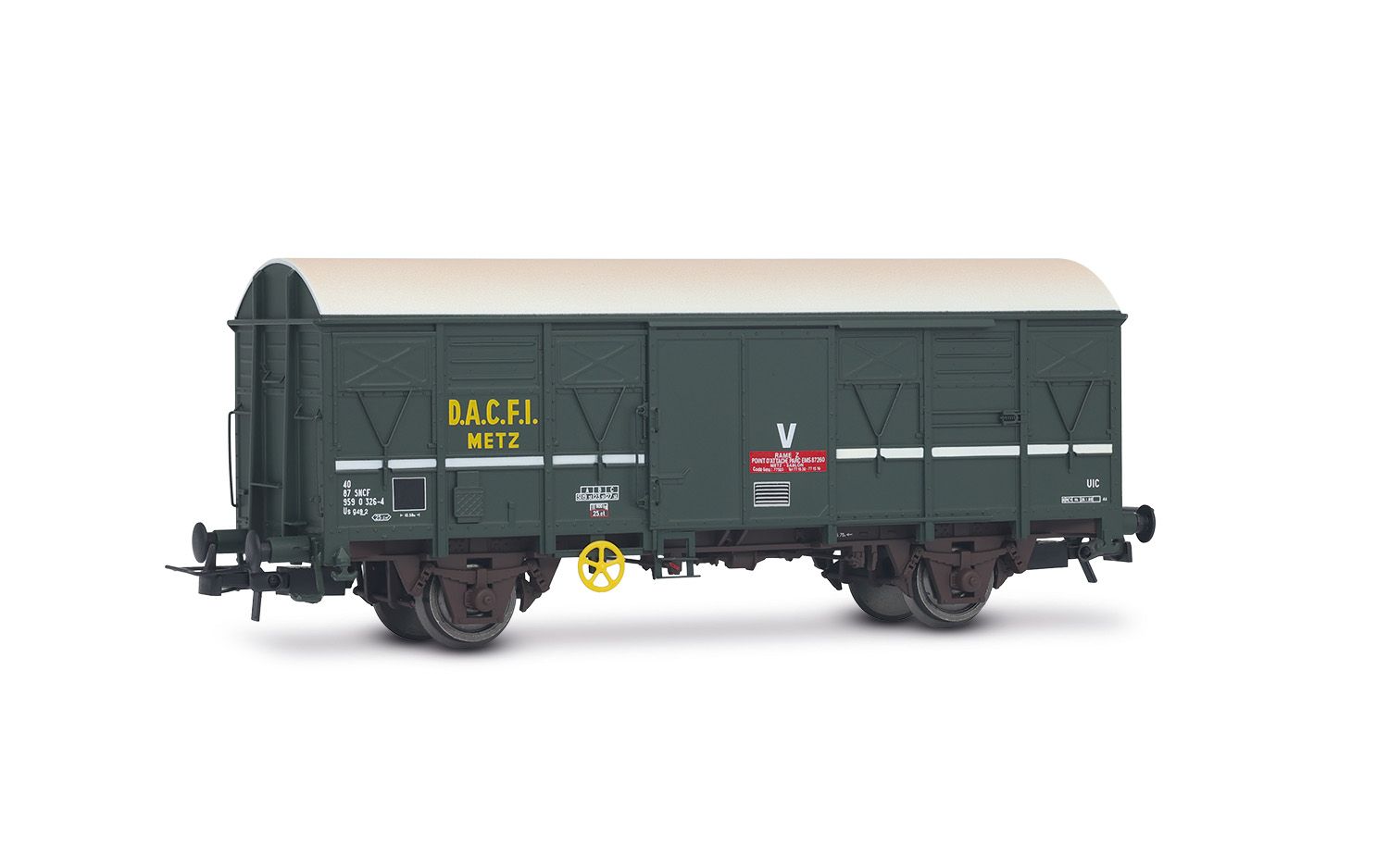SNCF, 2-axle covered wagon G4 "D.A.C.F.I." Metz, green livery, ep. V