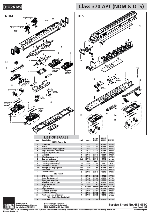 BR, Class 370 Advanced Passenger Train, Sets 370003 and 370004, 7 Car Train Pack - Era 7