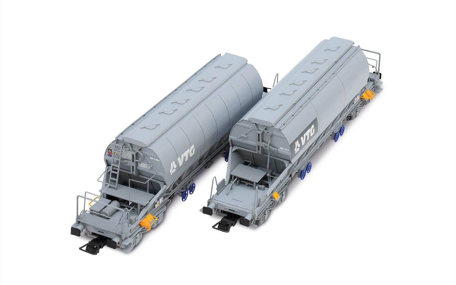 HOe/HOm] : Set De 2 Wagons Tombereaux Non Freiné Et Freiné, Gris Et Ferrures Noires Ree Vm032
