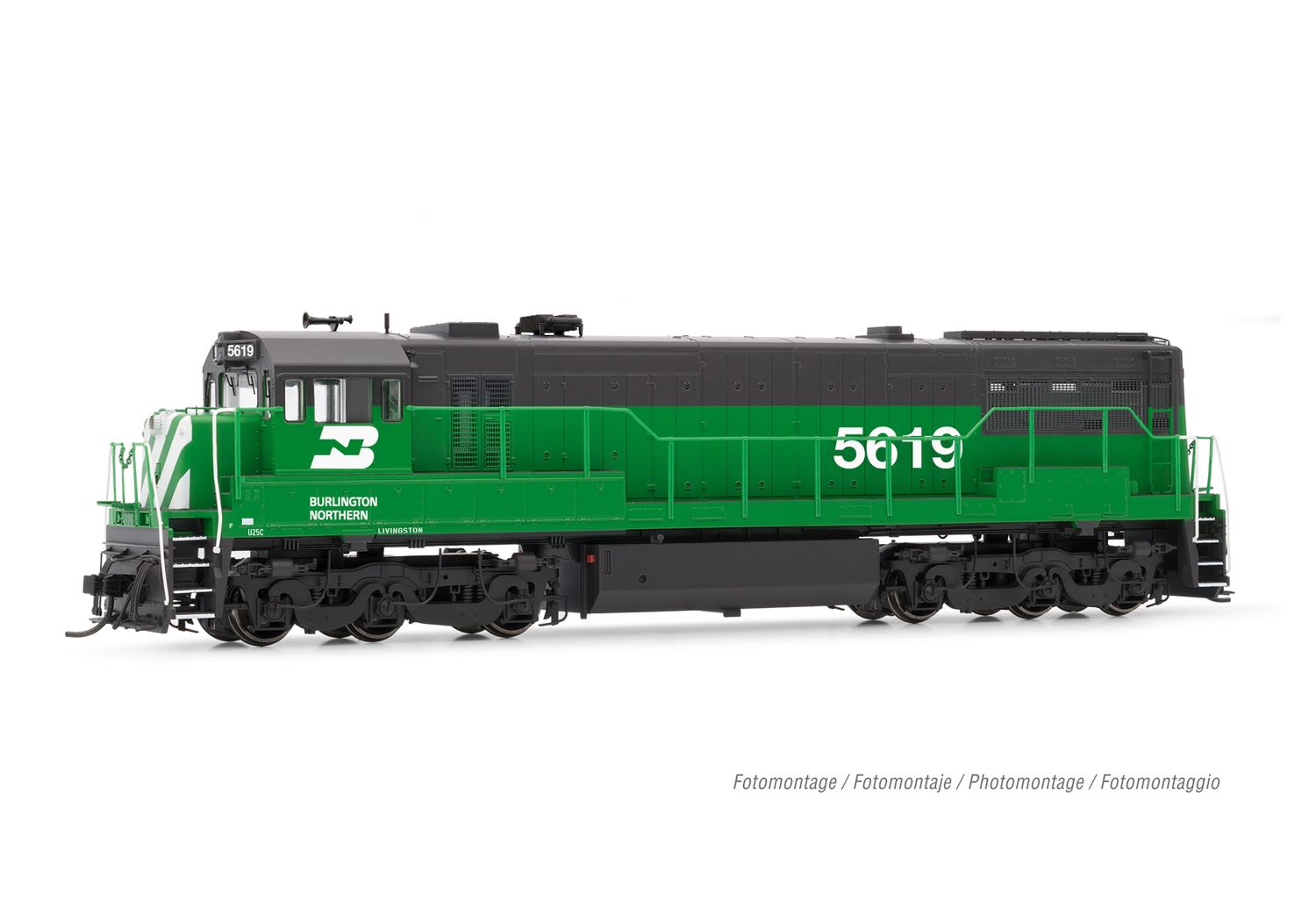 HR2888S Burlington Northern, U25c Phase IIIb, running number #5619, with  DCC sound decoder