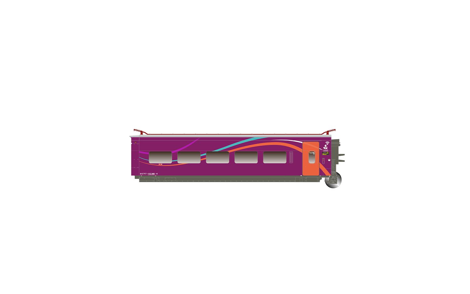 RENFE, set complementario de 3 coches del tren de alta velocidad "AVLO", no. 1/3, decoración violeta, ép. VI