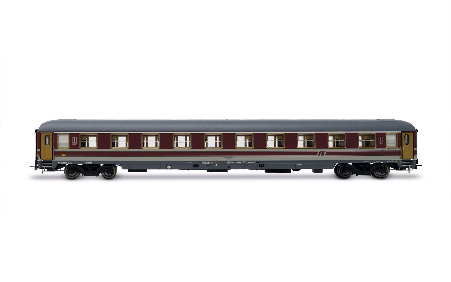 FS, 3-tlg. Set Reisezugwagen „Alpen-Express", bestehend aus 1 x CIWL Speisewagen 1925T, 1 x 1Kl. Wagen UIC-X in rot/grauer Lackierung und 1 x 2.Kl. Wagen UIC-X in grauer Lackierung, Ep. IVb