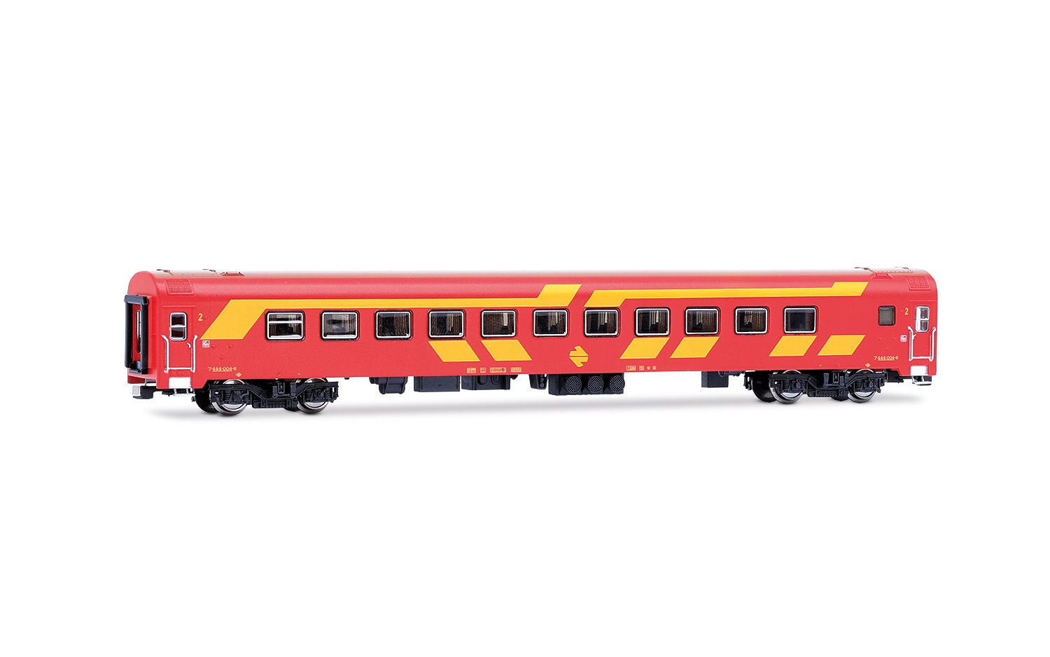 RENFE, 3-unit EMU class 444, unit 444-004 in original red and yellow livery, ep. IV