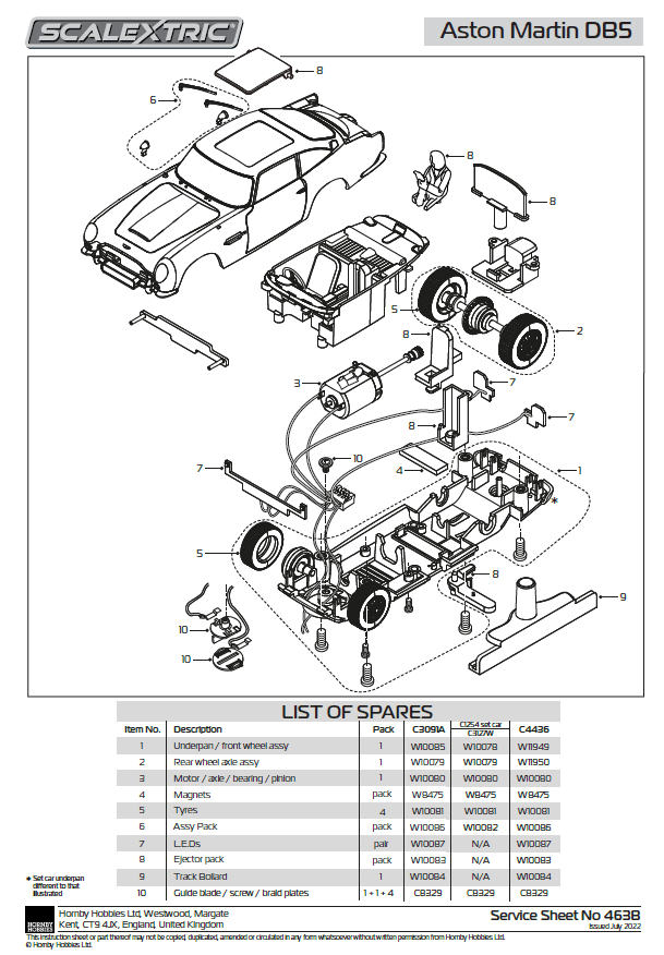 Motor / pinion, Aston Martin DB5 Motor Shaft Bearing Pinion (C3127)