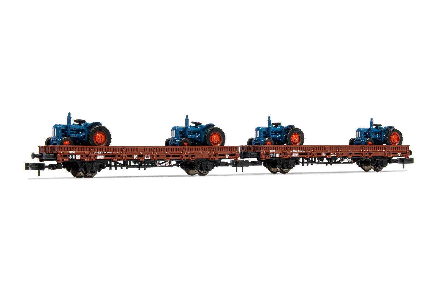 HN6487 DB, 2unit pack 2axle flat wagons type Rmms, brown livery