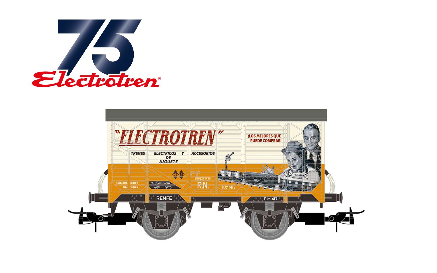 R.N., vagón cerrado de 2 ejes, tipo J unificado corto, «75º aniversario de Electrotren»