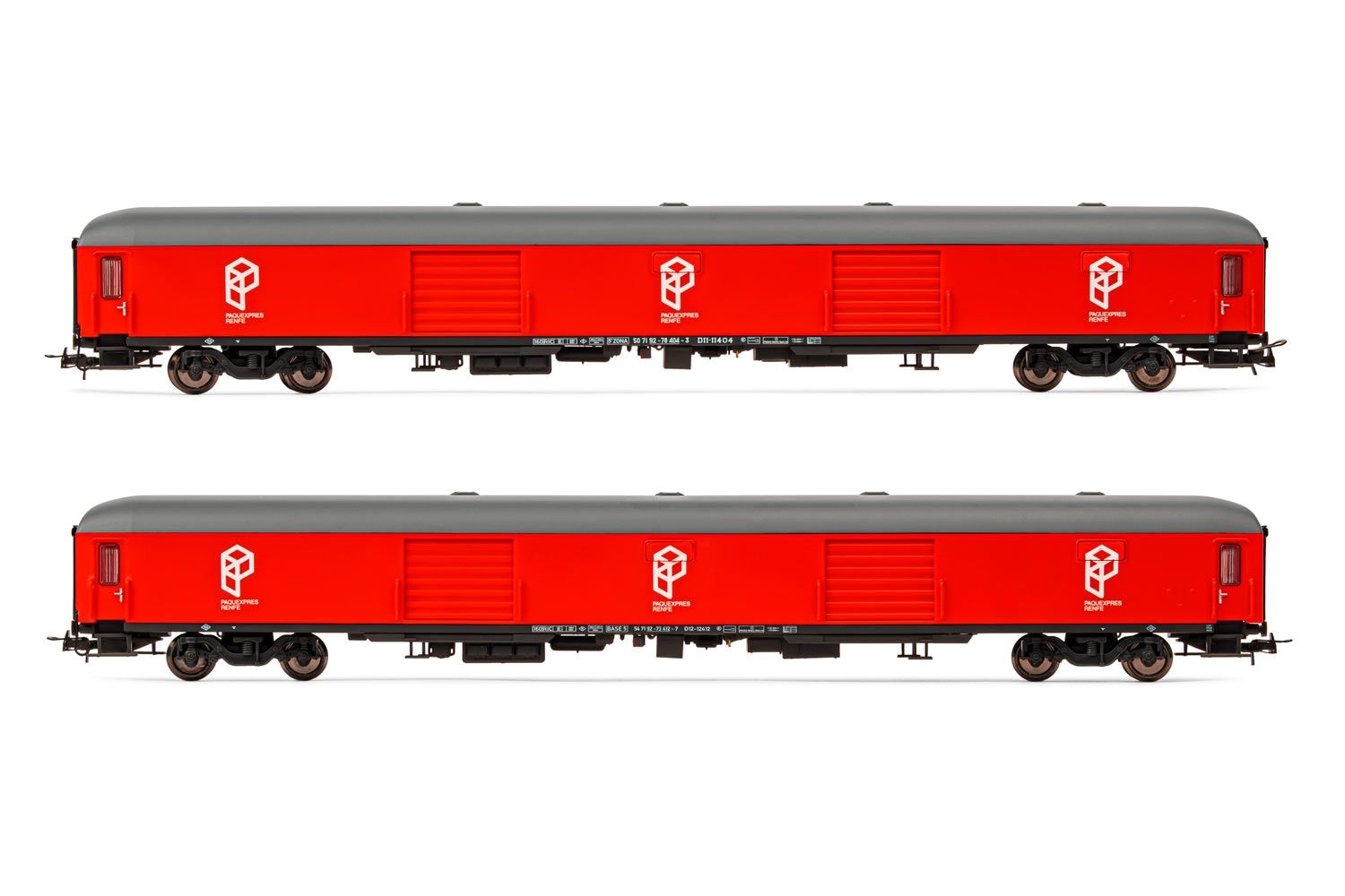 Electrotren (H0 1:87), RENFE, 2-unit set luggage vans DD-8100, Paquexpres red livery, period V