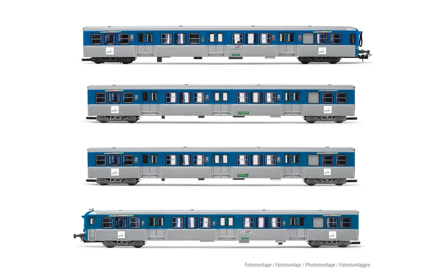 SNCF, coffret de 4 voitures RIO 77, « Stelyrail bleu », ép. V-VI