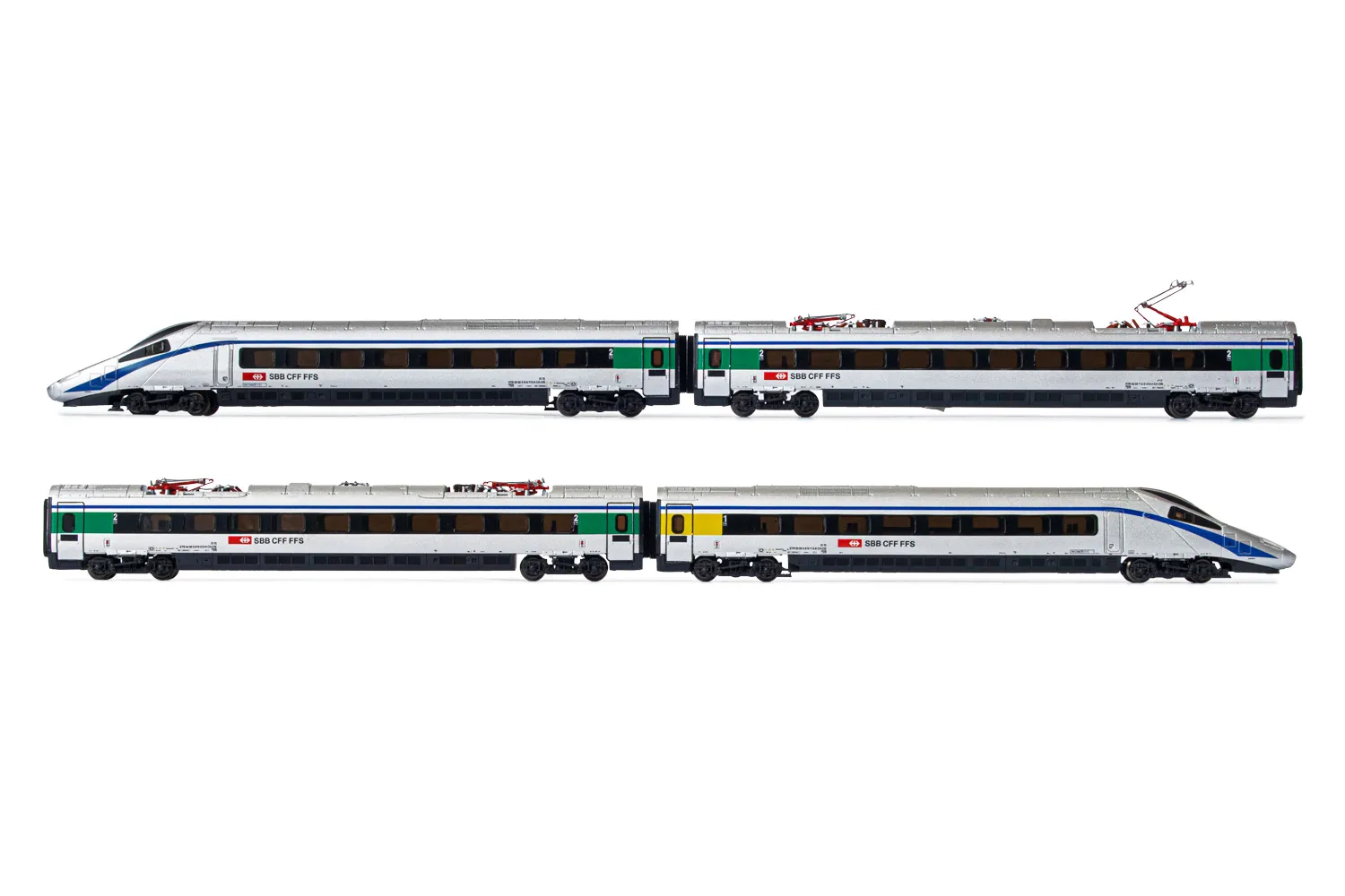 SBB, 4-tlg. Set elektrischer Triebzug Reihe ETR 610, in ”Cisalpino”-Lackierung, Ep. VI