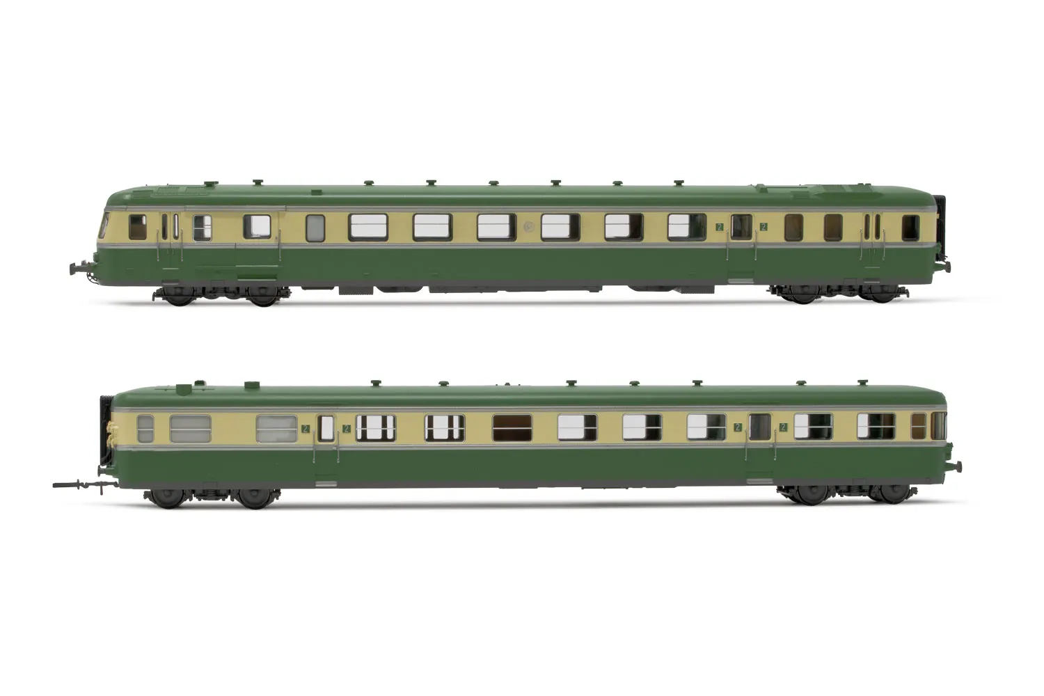SNCF, diesel railcar RGP II X 2717 + trailer XR 7710, green/beige original livery, circular logo, ep. III, with DCC sound decoder