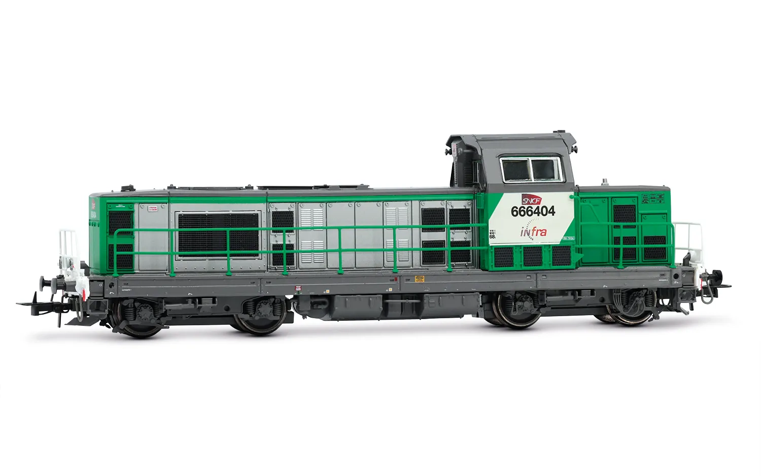 SNCF, locomotive diesel BB 66400, livrée verte, « FRET », ép. VI